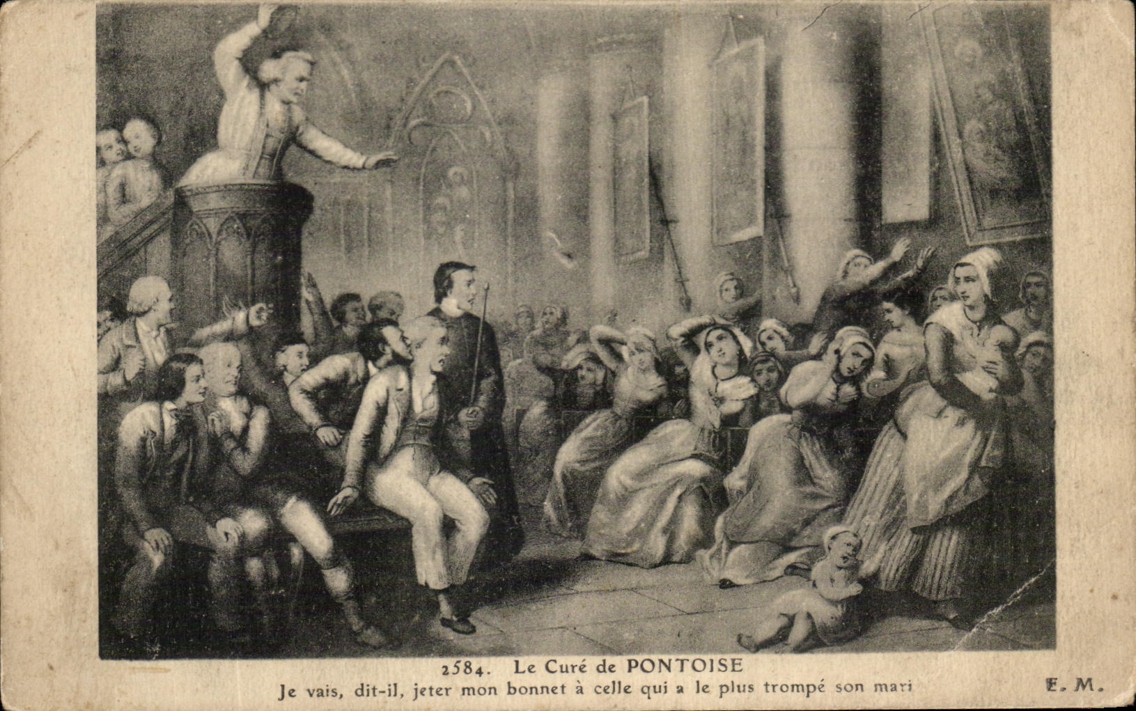 CPA Le Cure de Pontoise Je Vais dit il Jeter mon bonnet a celle