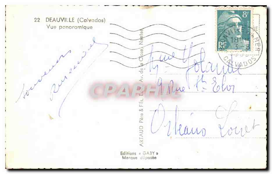 Deauville — Vue panoramique — Éditions Gaby — Verso