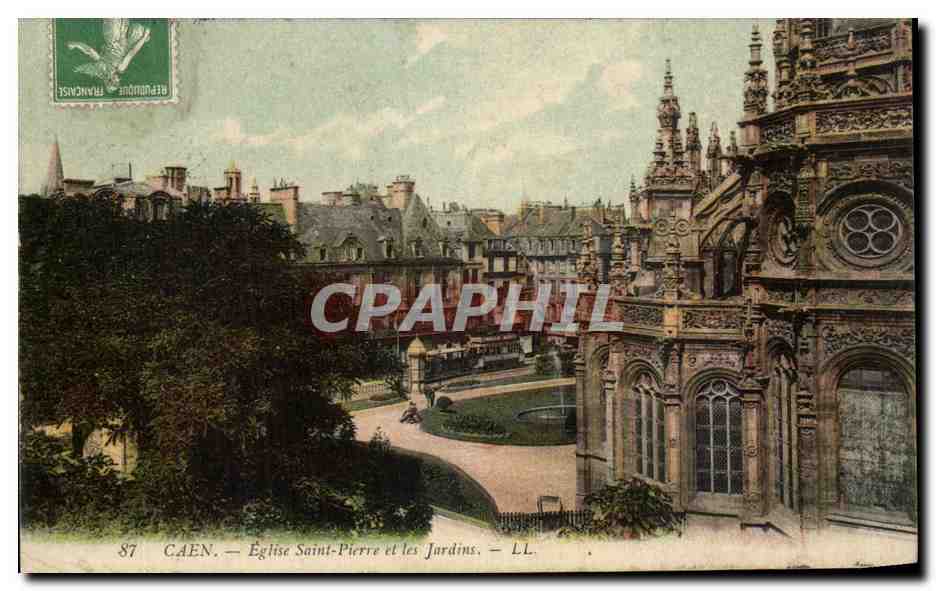 CPA Caen Eglise Saint Pierre et les Jardins