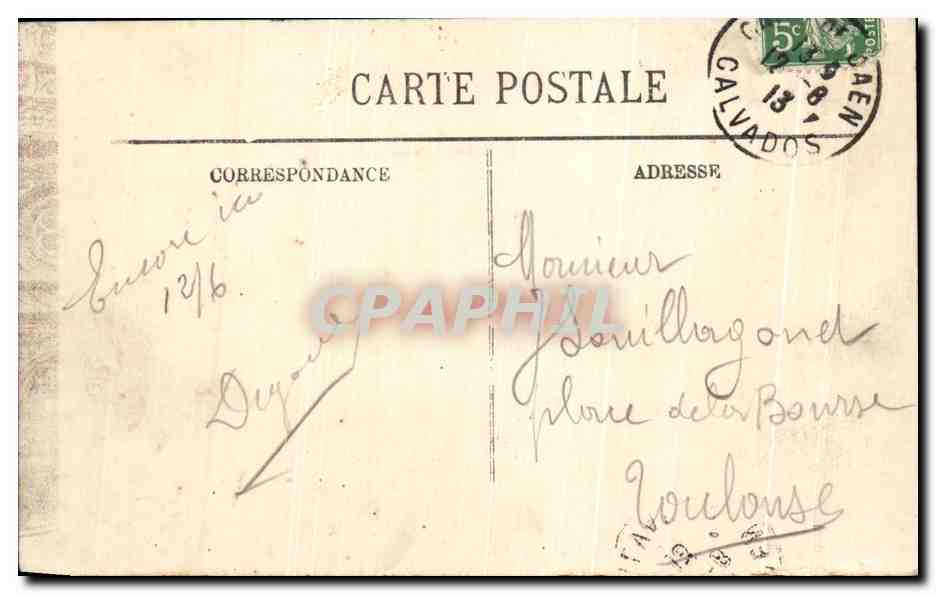 CPA Caen Eglise Saint Pierre et les Jardins — Verso