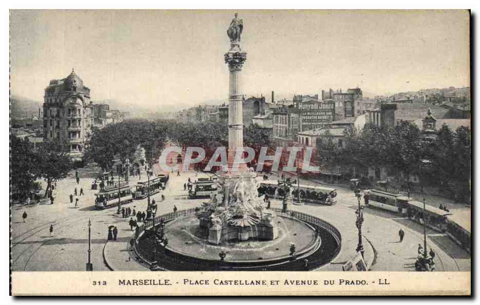 CPA Marseille Place Castellane Et Avenue Du Prado