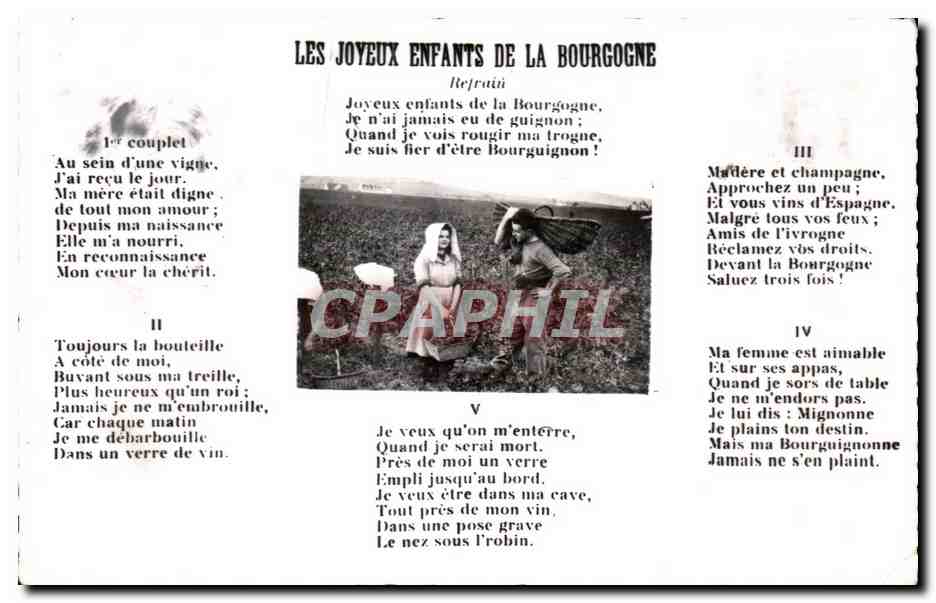 CPA En Vendanges Les joyeux enfants de la Bourgogne Vignes 