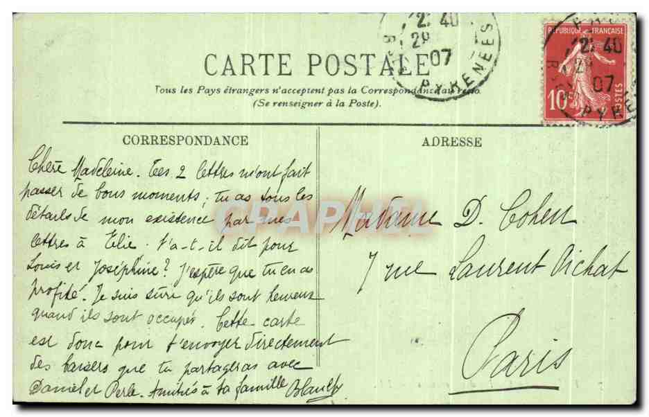 CPA Pau Le Chaine des Pyrenees — Rückseite