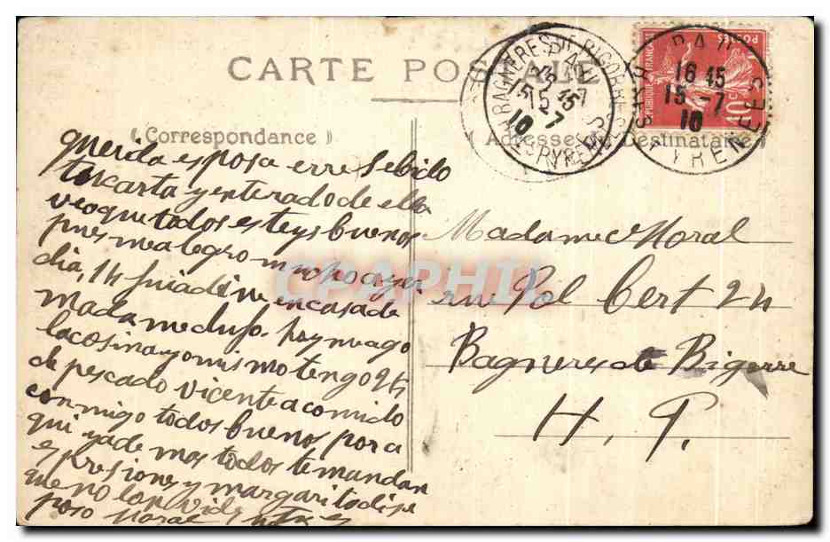 CPA Les Basses Pyrenees Pau Palais d'Hiver — Verso