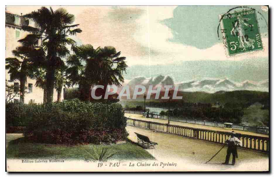 PAU — La Chaîne des Pyrénées — Édition Galeries Modernes, n°19