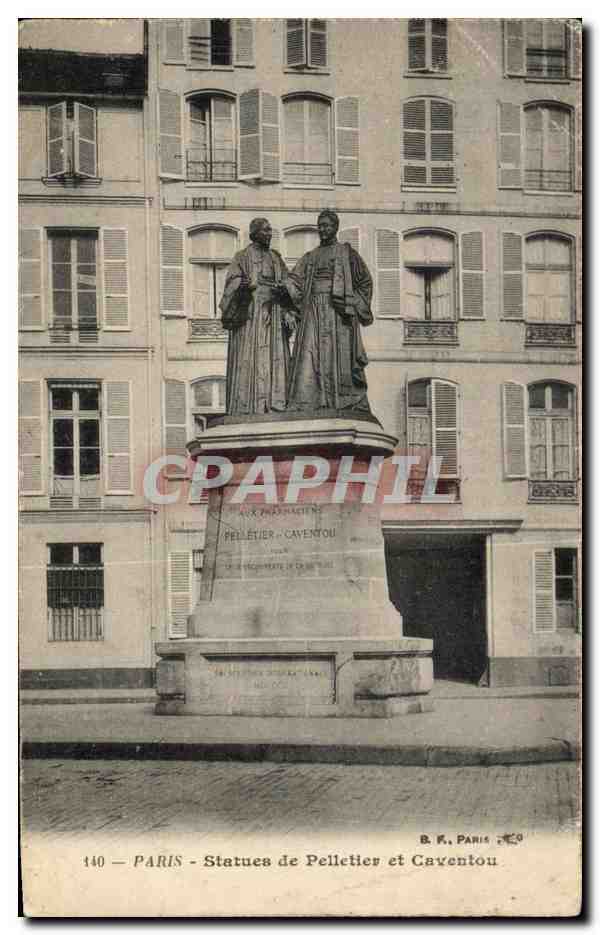 CPA Paris Statues de Pelletier et Caventou
