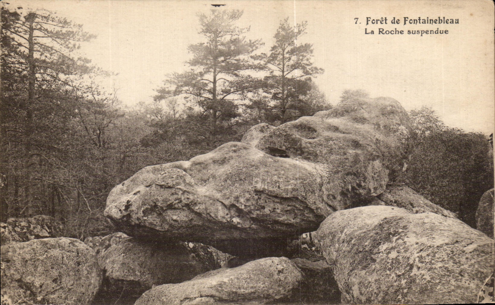 Forêt de Fontainebleau — La Roche suspendue — F. DAVID, Rue des Réserailles, Verrailles