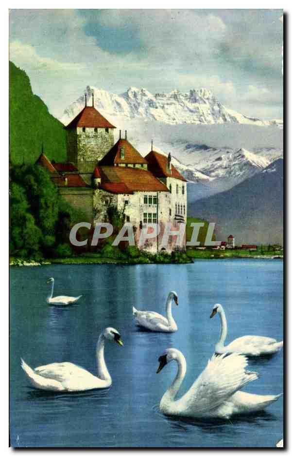 Schloss Chillon — Lac Léman und Dents du Midi — Édition Jaeger Genève n°215