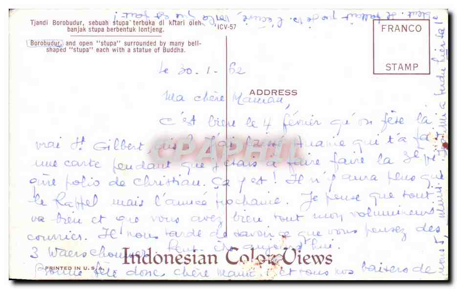 CPA Tjandi Borobudur Sebuah Stupa Terbuka di Kitari Oleh Barabudur Indonesie Bouddha — Back