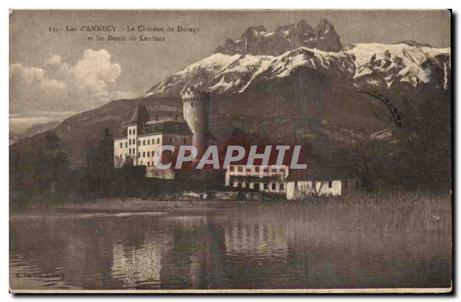 Lac d'Annecy — Le Château de Duingt et les Dents du Lenfont — A. Barill, Nancy