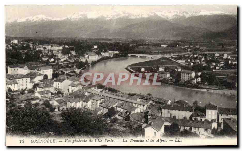 CPA Grenoble vue generale de l'Ile Verte La Tronche et les Alpes