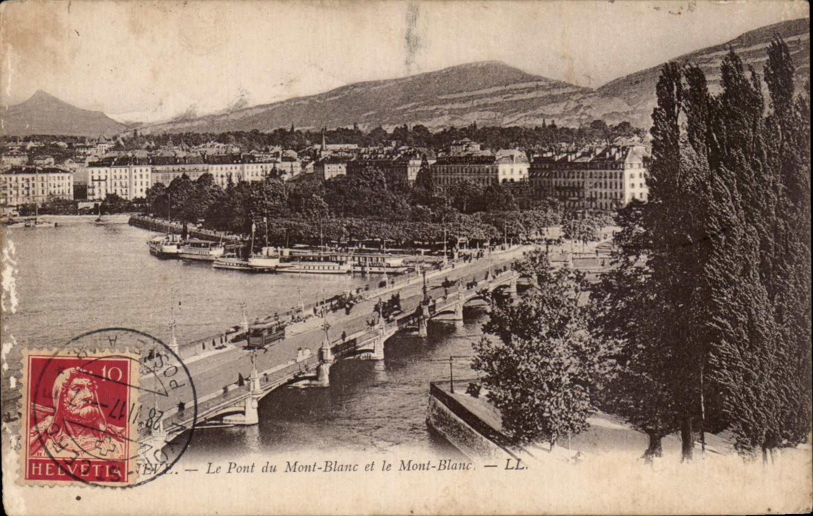 CPA Suisse Geneve Le Pont du Mont Blanc et le Mont Blanc