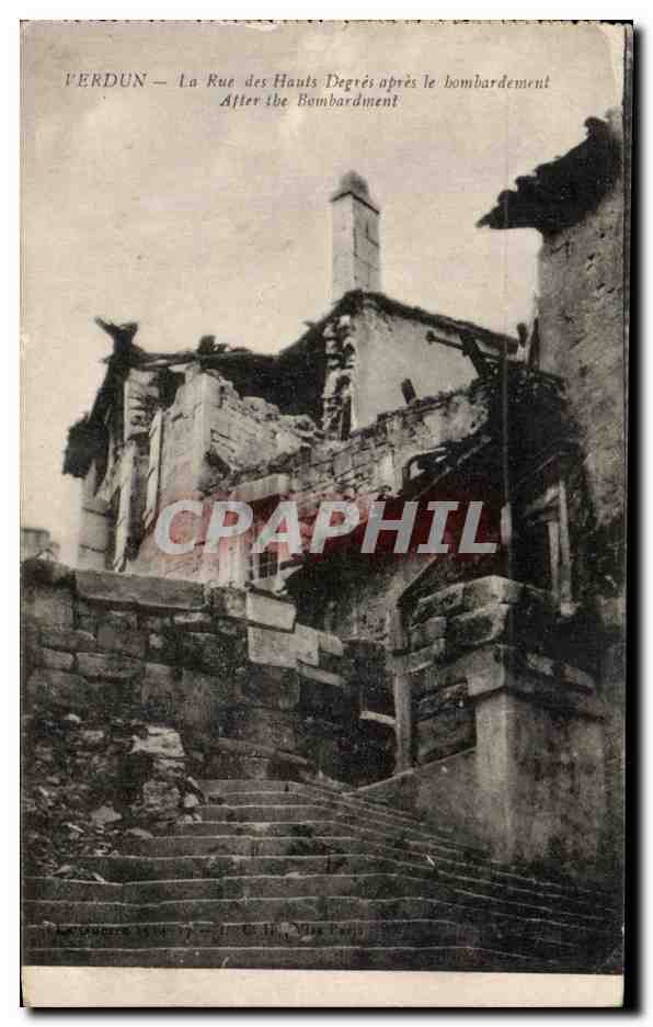 Perdun — La Rue des Hauts Degrés après le bombardement — éditeur : L. Vaugrenard, n° 17
