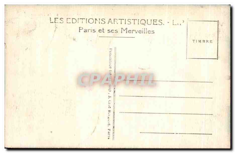 CPA Paris L'Avenue des Champs Elysees et les Chevaux de Marly Automobile — Rückseite