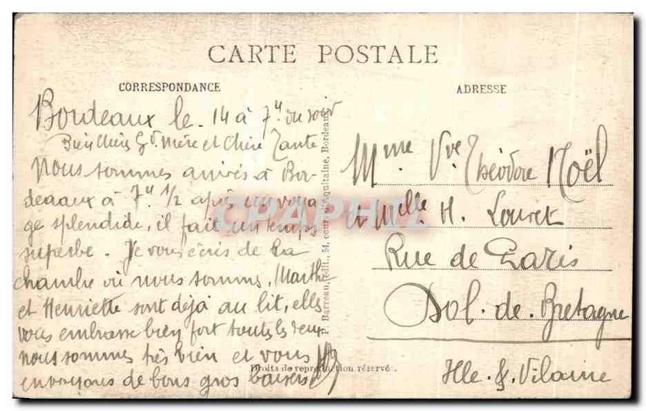 CPA Bordeaux Le Monument des Girondins et le Cours du Marechal Foch — Verso