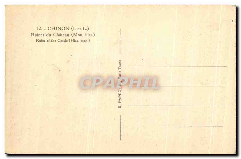 CPA Chinon Ruines du Chateau  — Rückseite