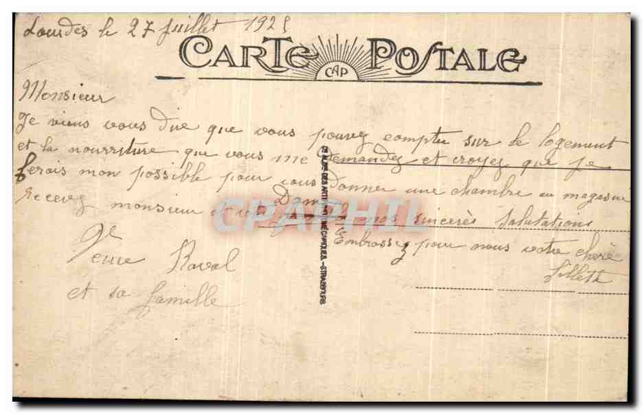 CPA Lourdes La Basilique et la Vierge couronnee — Verso