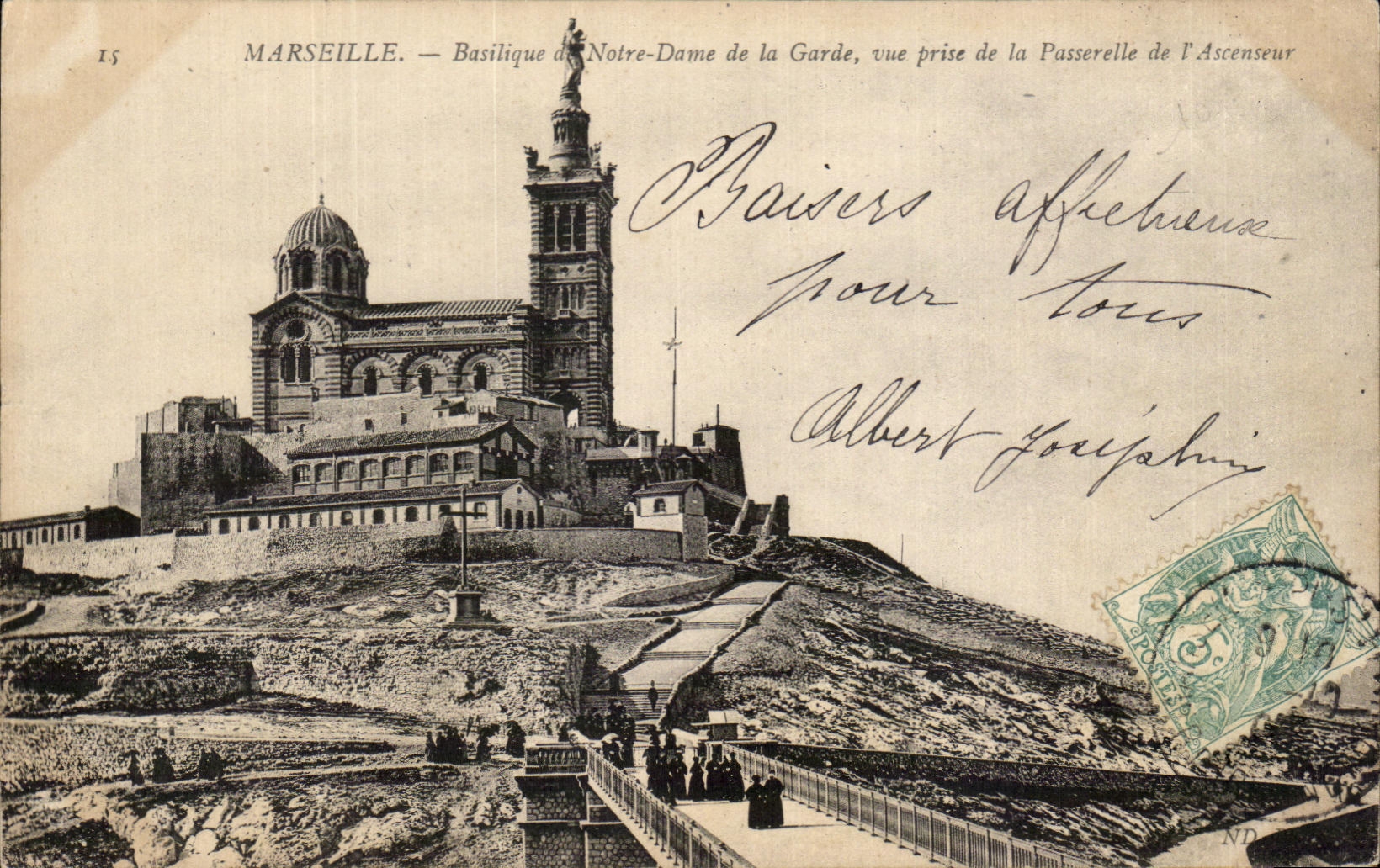 CPA Marseille Basilique de Notre Dame de la Garde Vue Prise de la Passerrelle de l'Ascenseur