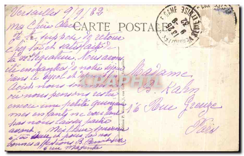 Versailles — Terrasse du Château (côté Jardin) — Édition P. Girard, n° 207 — Reverso
