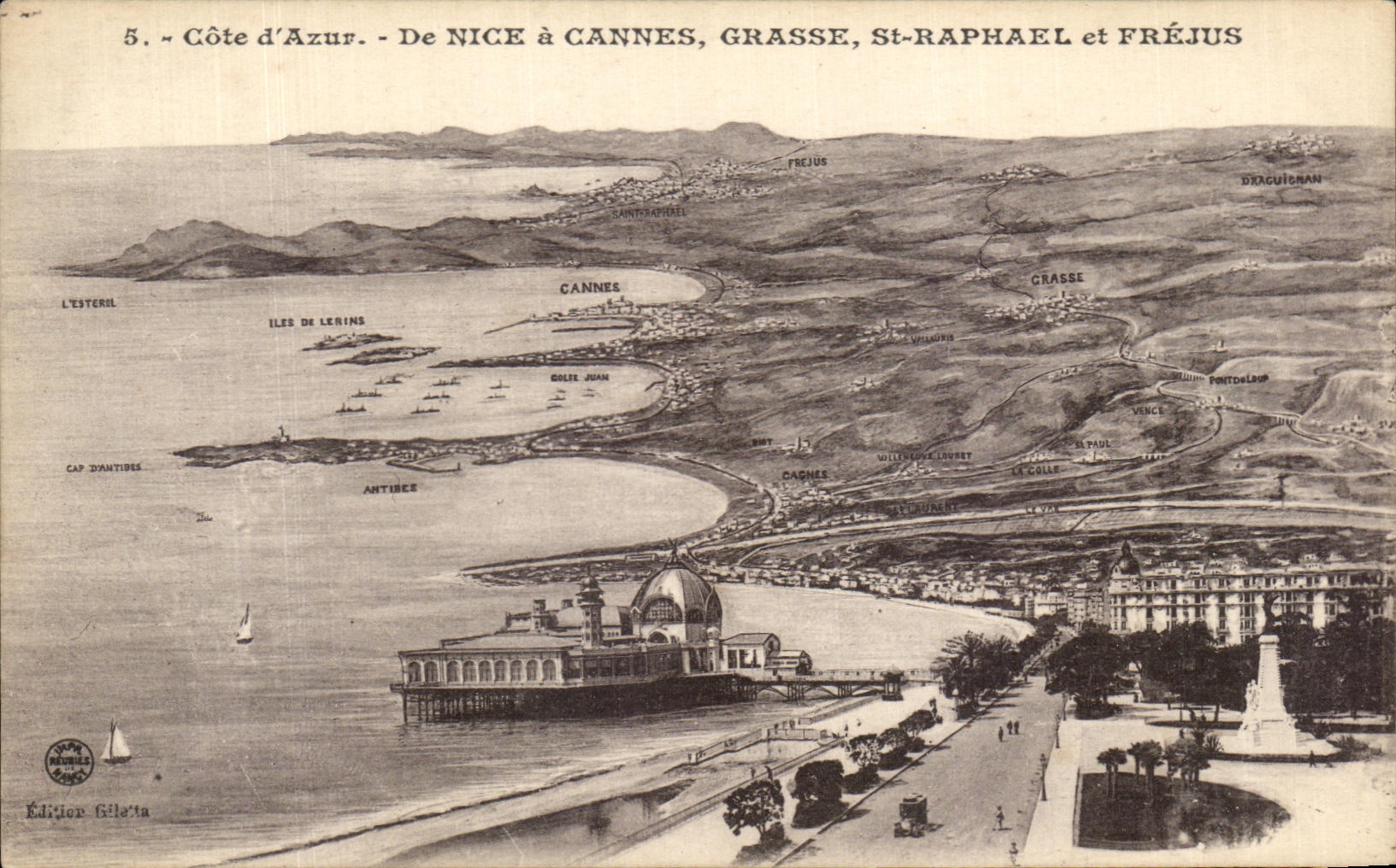CPA Cote Azur De Nice a Cannes Grasse Grasse St Raphael et Frejus