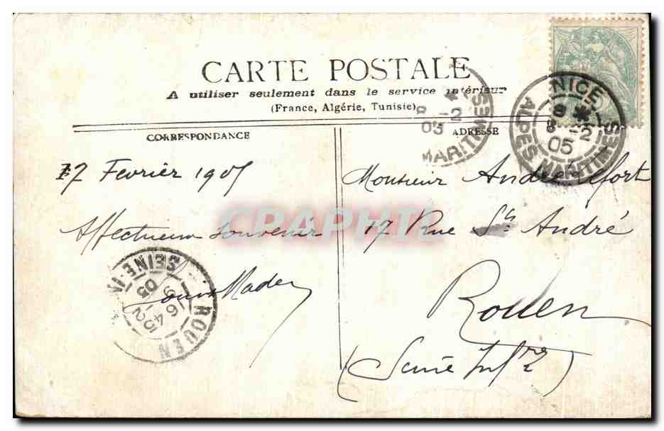CPA Nice Le Port — Verso