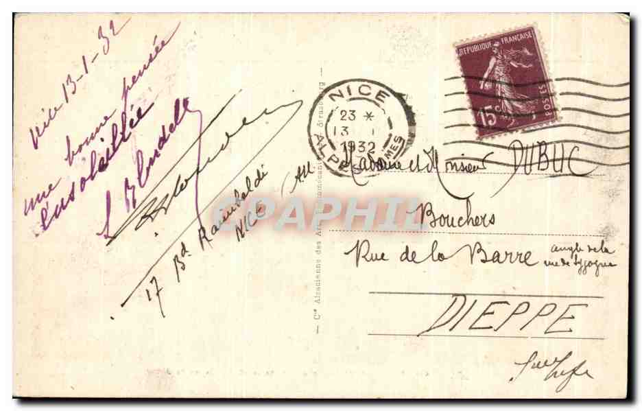 CPA Nice Promenace Des Anglais et Palais de la Jetee — Back