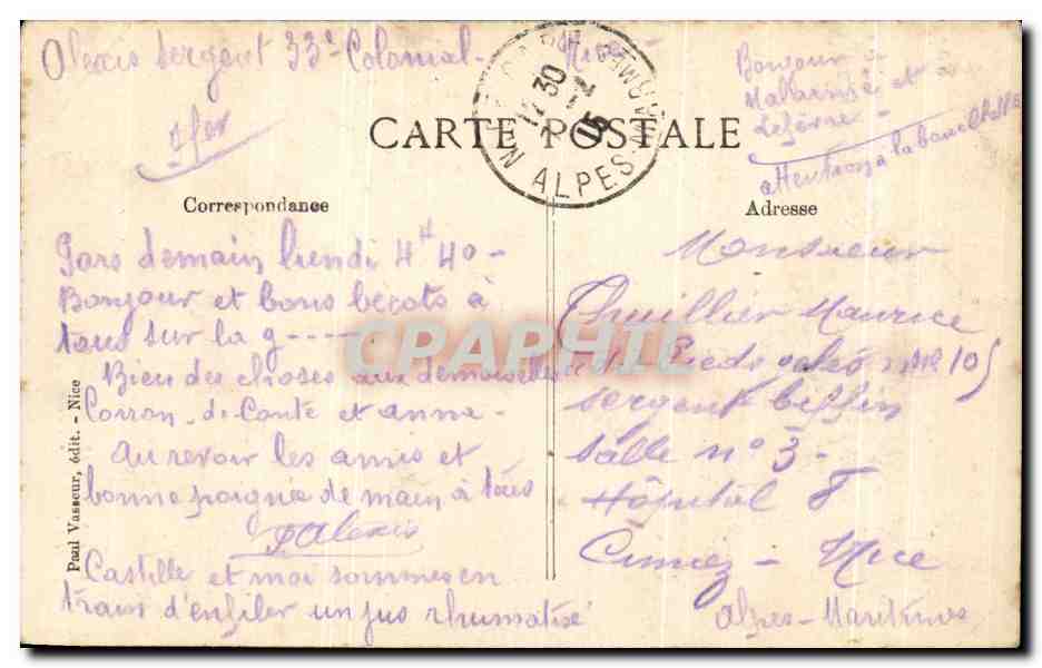 CPA Nice D'Azur Cote Un Coin du Jardin Public — Rückseite
