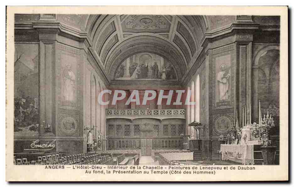 CPA Angers L'Hotel Dieu L'interieur de la Chapelle Peintures de Lenepveu et de Dauban 