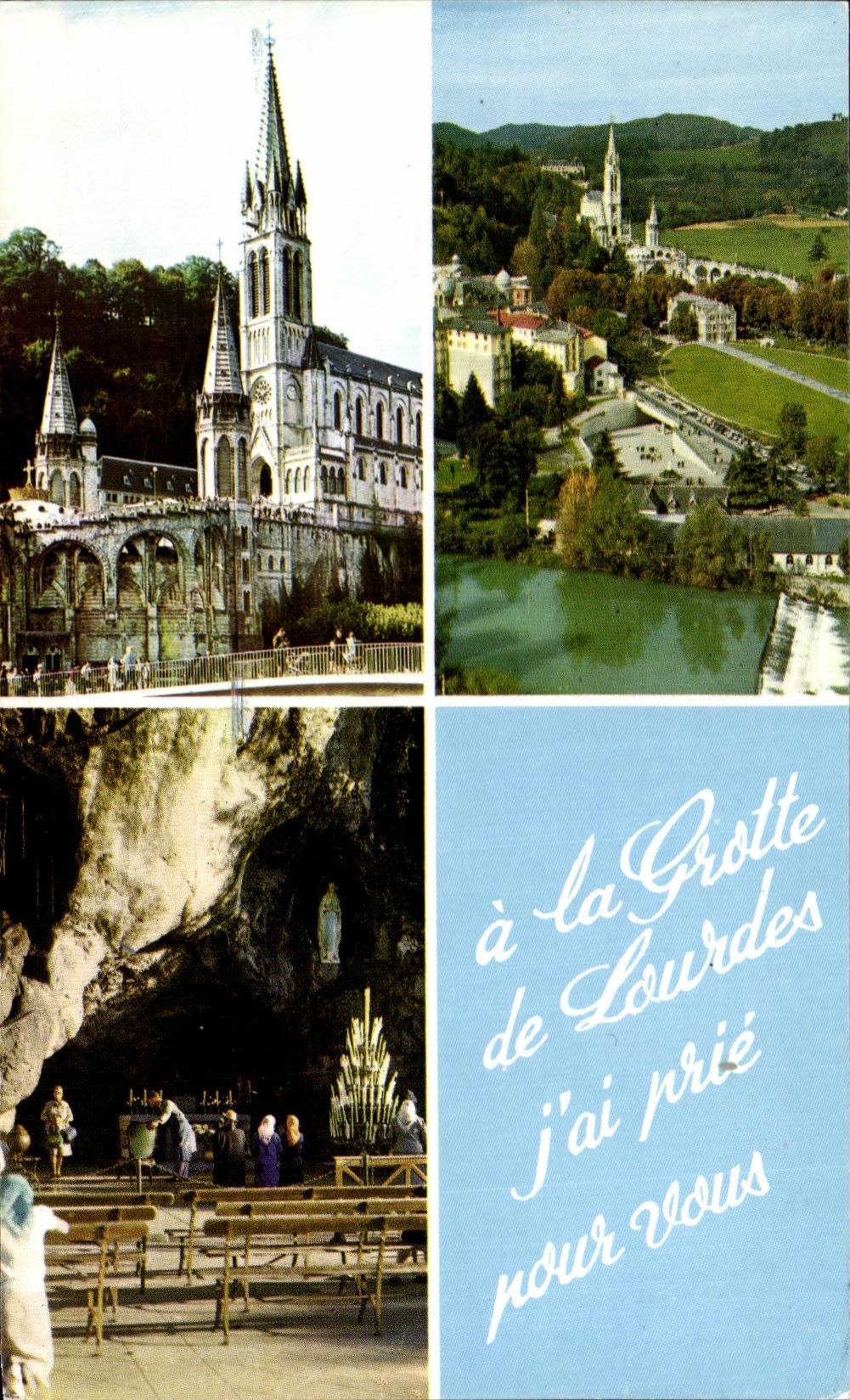 CPA Lourdes Le Gave et la Basilique La Basilique La Grotte