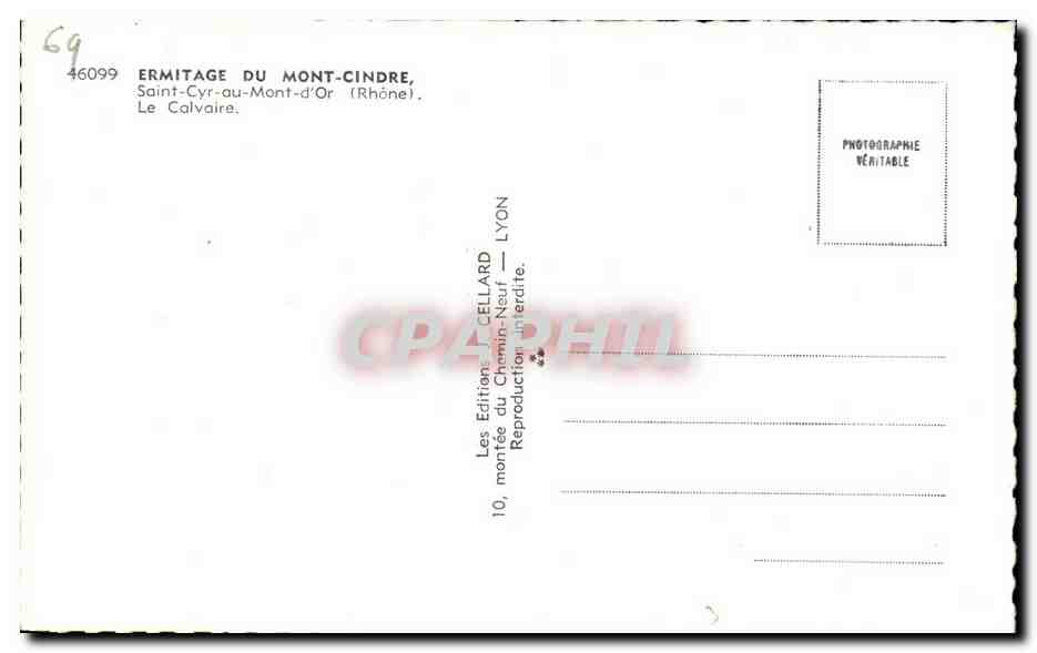 CPA Ermitage Du Mont Cindre Saint Cyr au Mont d'Or Le Calvaire — Rückseite