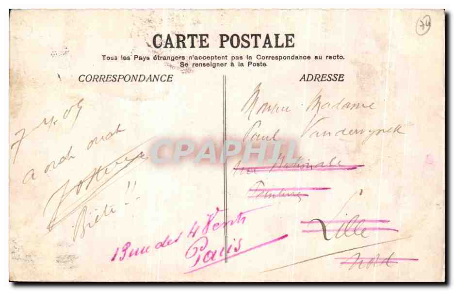Vintage Postcard Winter Sports in Dauphine Skiing Promenade — Back