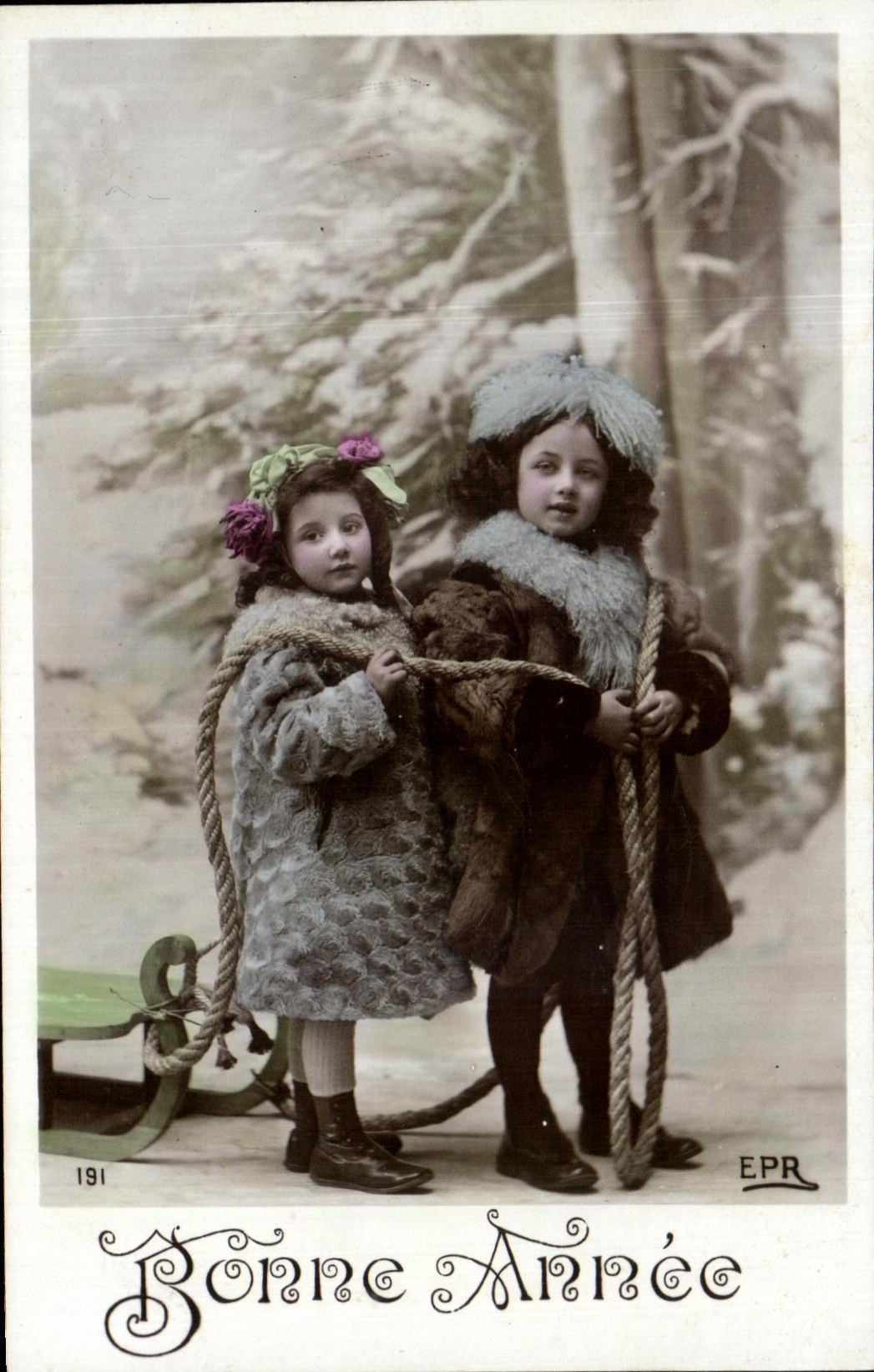 CPA Fantaisie Enfants Luge