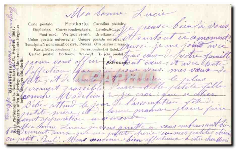 CPA Fantaisie Femme et enfant — Rückseite
