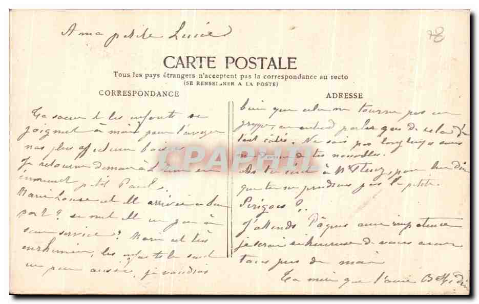 Mimi Pinson — donna in abito a righe che tiene un mazzo di fiori — edita da Sternberg, n° 210 — Verso