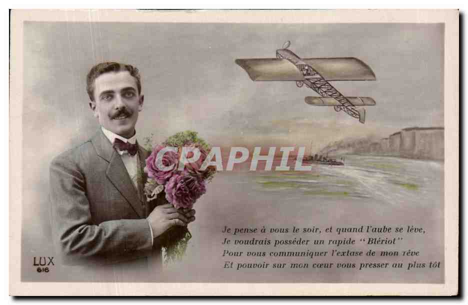 CPA Fantaisie Homme Avion 