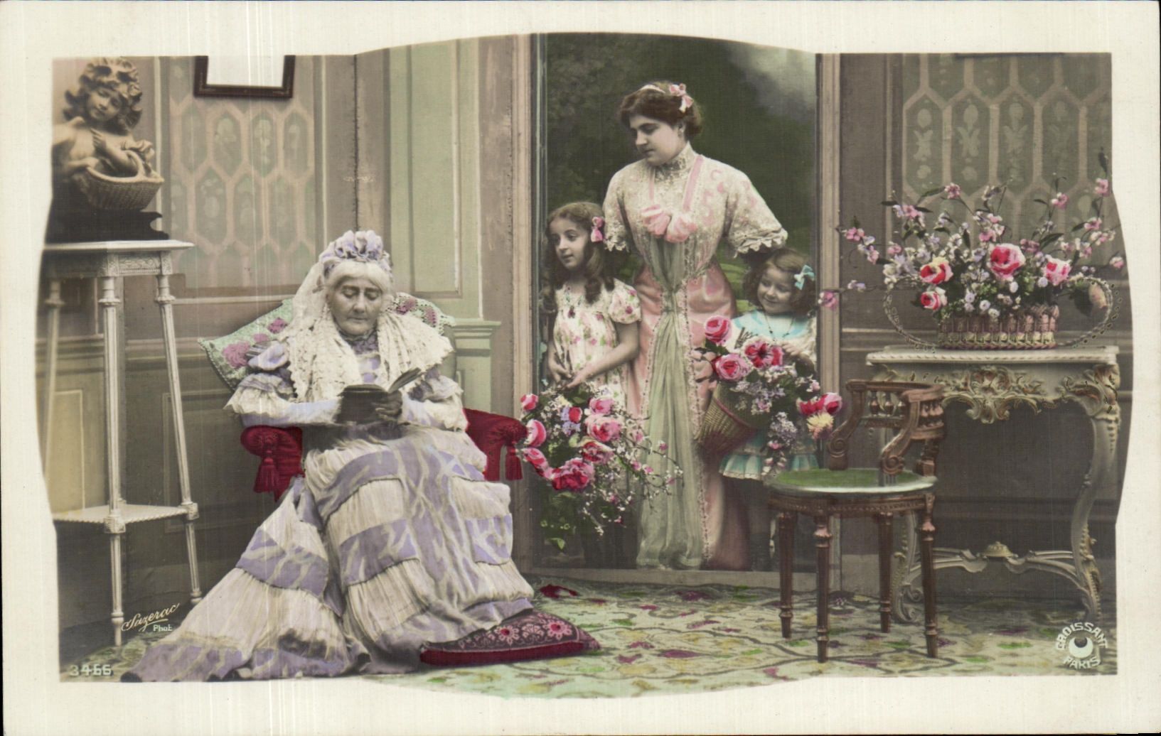 CPA Fantaisie Vieille Femme et enfants