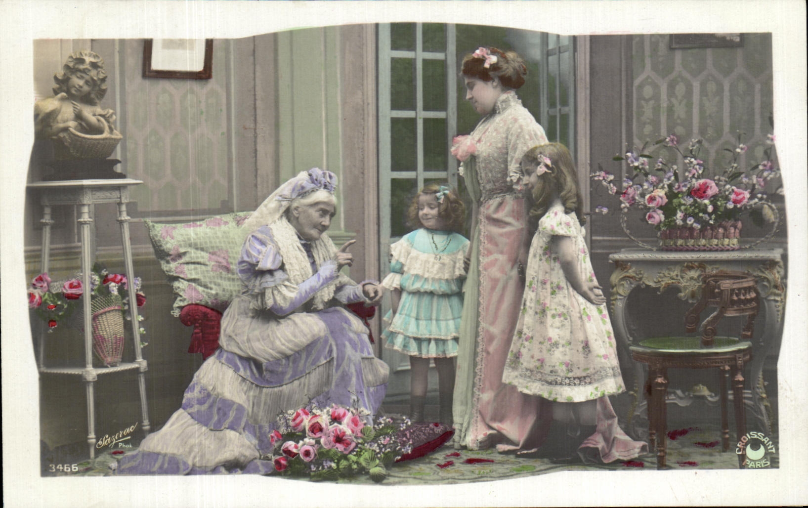 CPA Fantaisie Vieille Femme et enfants