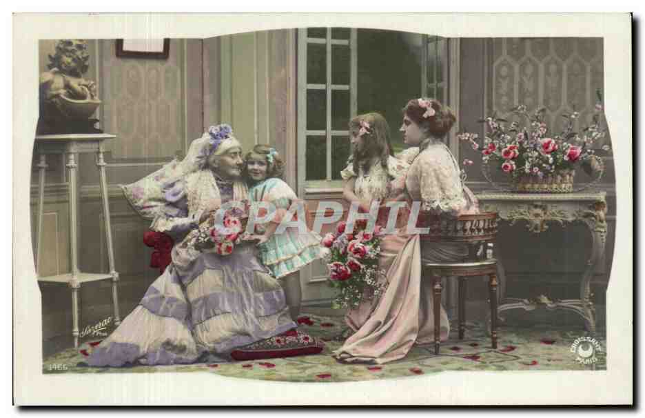 CPA Fantaisie Vieille Femme et enfants