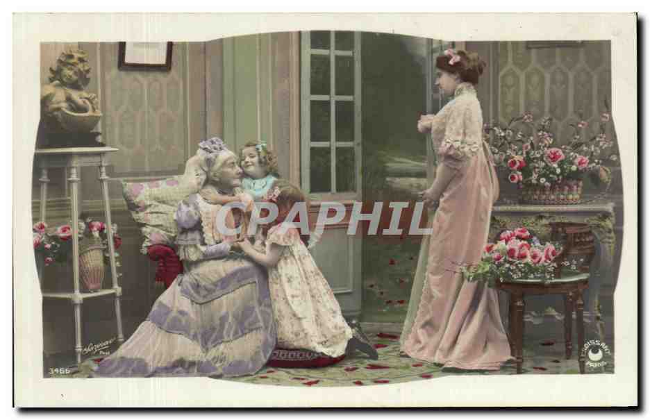 CPA Fantaisie Vieille Femme et enfants