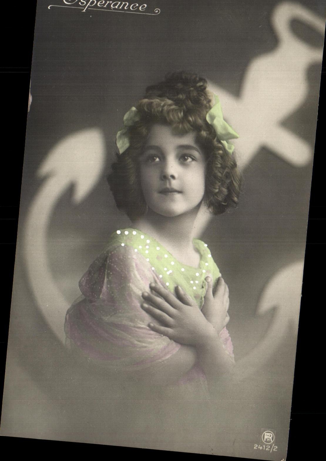 CPA Fantaisie Enfant Fille Ancre Esperance 