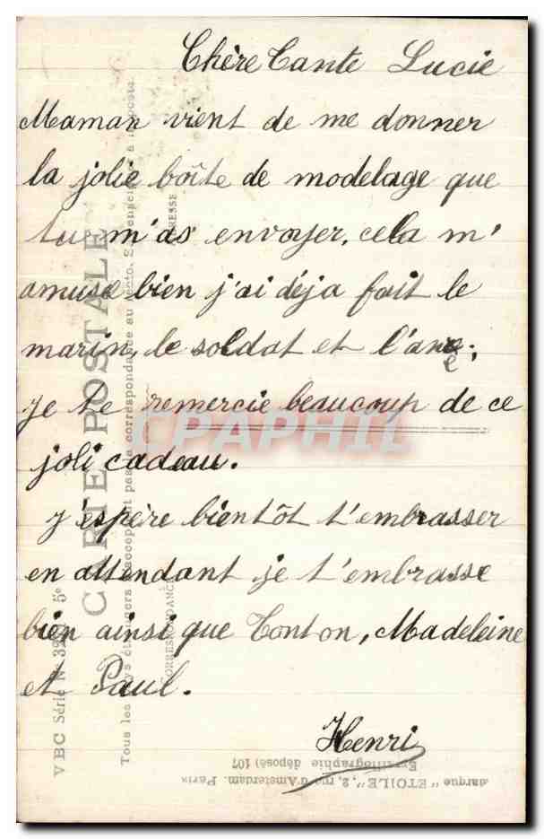 CPA Fantaisie Enfants — Rückseite