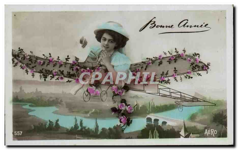 CPA Fantaisie Femme Avion 