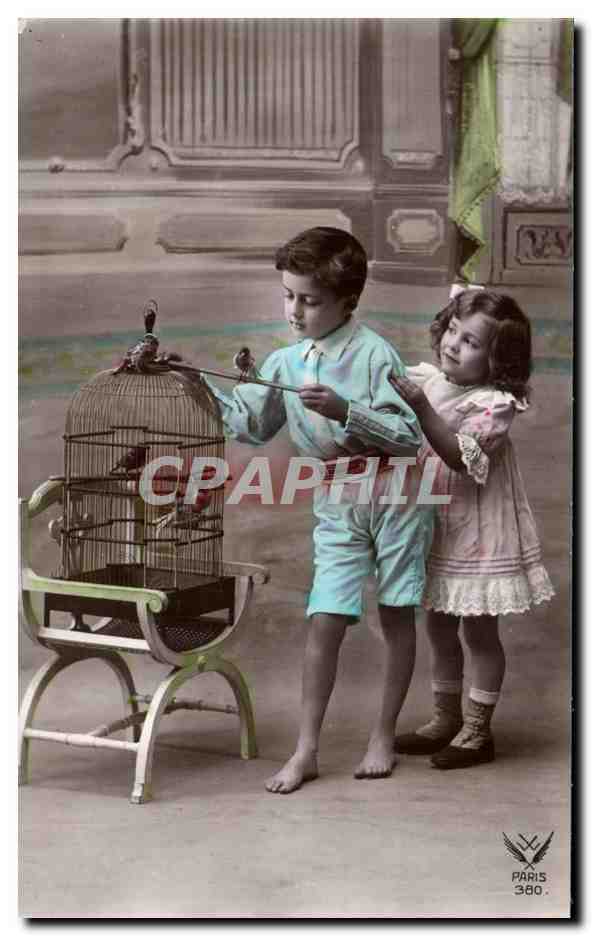 CPA Fantaisie Enfants oiseaux 