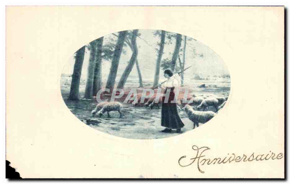 CPA Fantaisie Femme et moutons