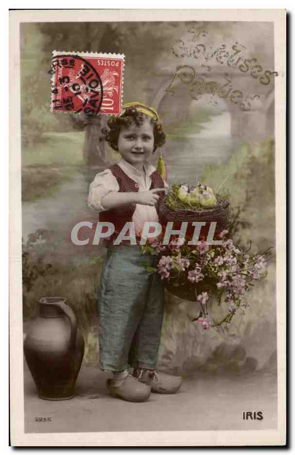 CPA Fantaisie Enfant Garcon Paques