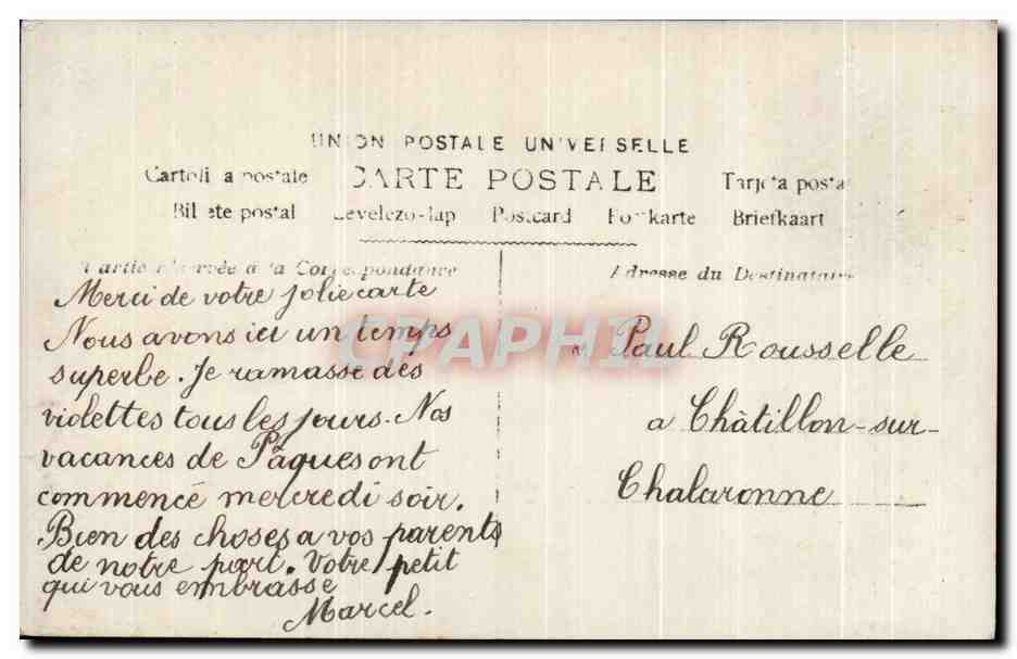 CPA Fantaisie Enfant Garcon Paques — Rückseite