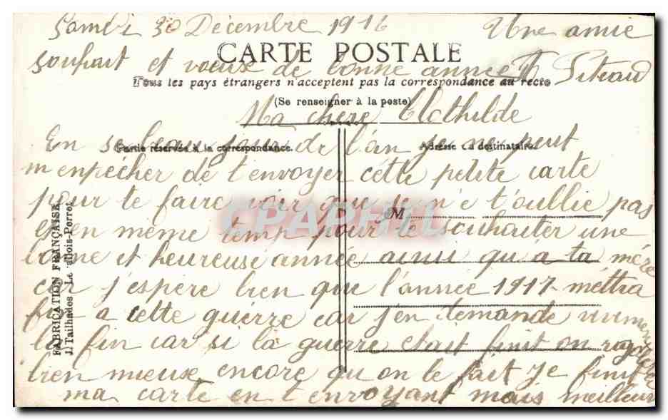CPA Fantaisie Femme  — Rückseite