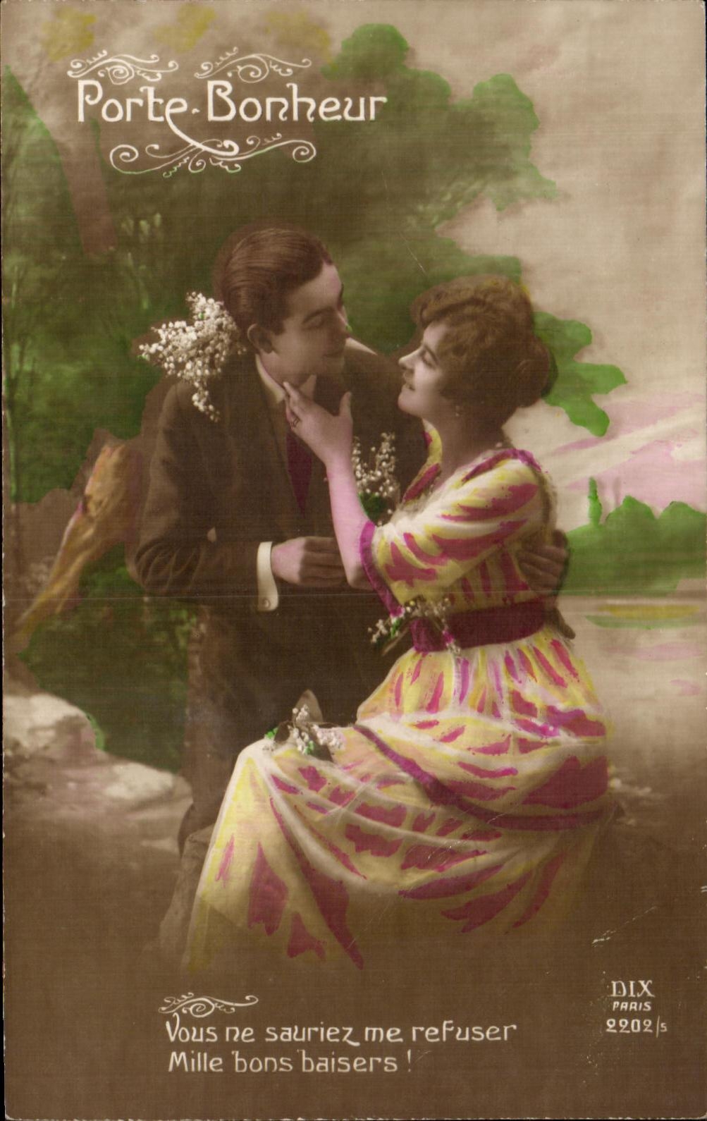 CPA Fantaisie Femme Porte bonheur