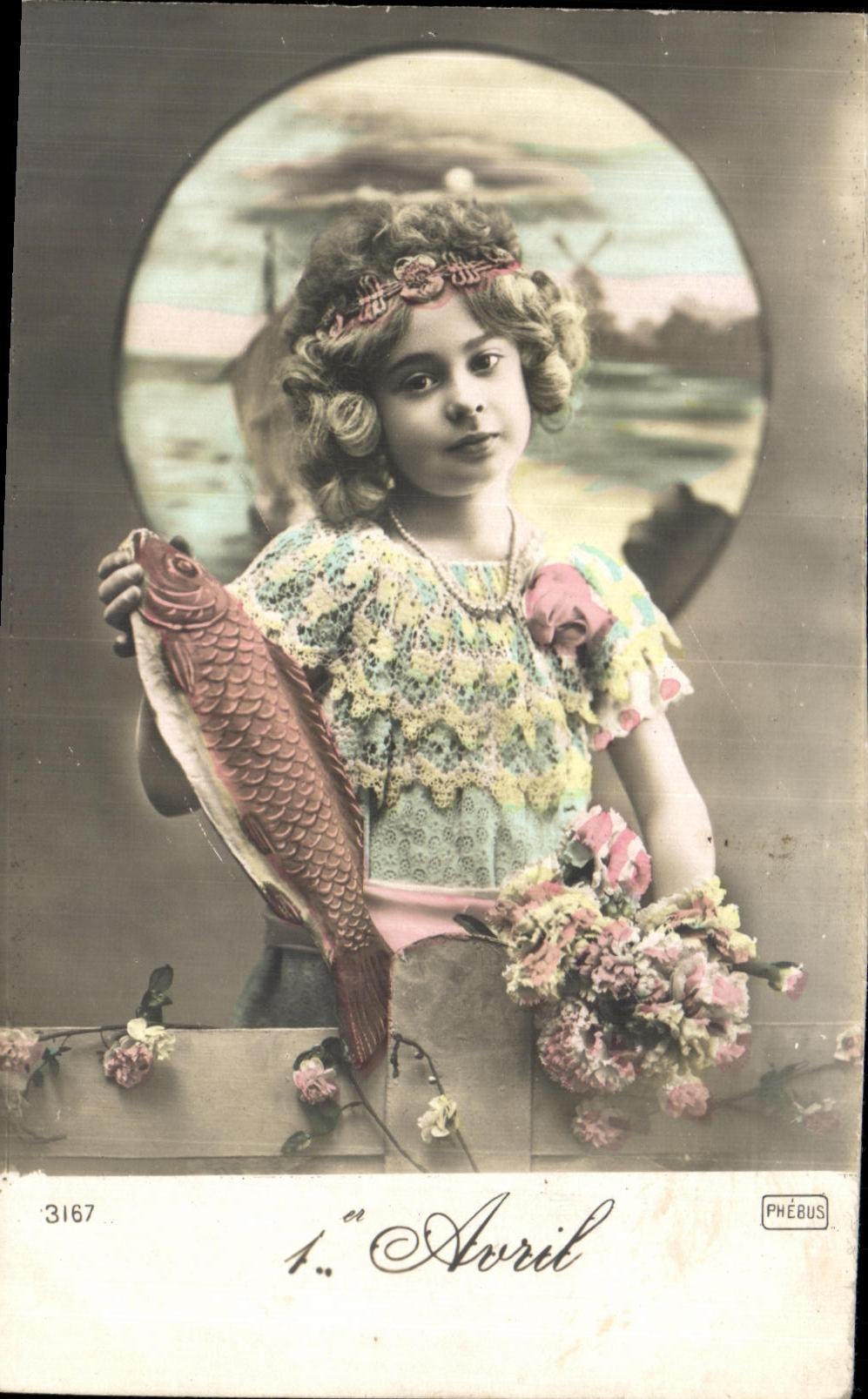 CPA Fantaisie Enfant Poisson 1er avril 