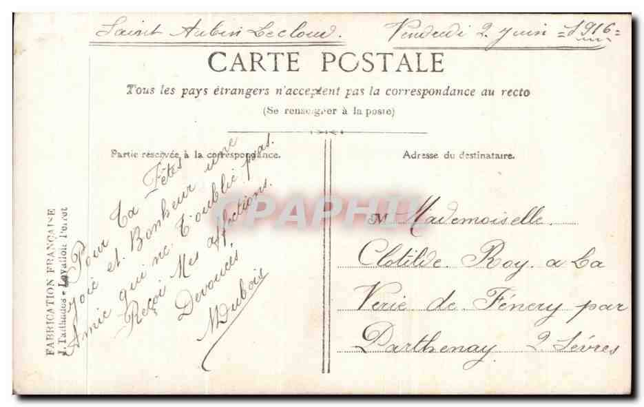 CPA Fantaisie Femme  — Verso